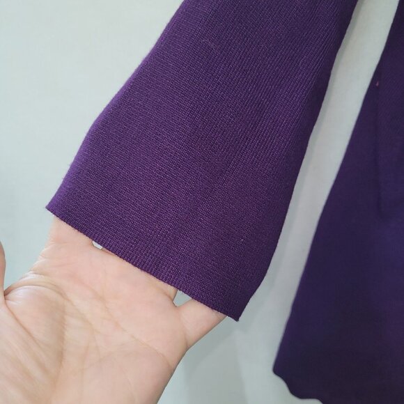 Cable & Gauge Sweater Women L Purple Off- Shoulder Wide Collar Scalloped Hem New - Picture 6 of 13